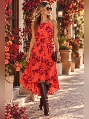 NWT Banana Republic Coral Dress with Purple Floral Print size 4 video